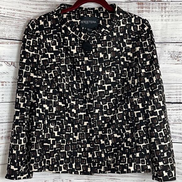 Etcetera Jacket Womens Size 6 retro geo print long sleeve cotten blend Blazer - Picture 3 of 10